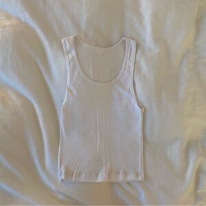 White Los Angeles Apparel (American Apparel) ribbed crop tank top